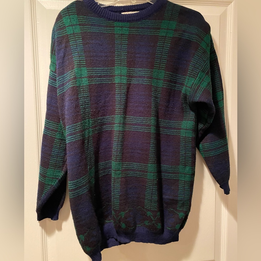 Vintage Casey&Max Maternity Navy and green vintage women’s sweater Sz S